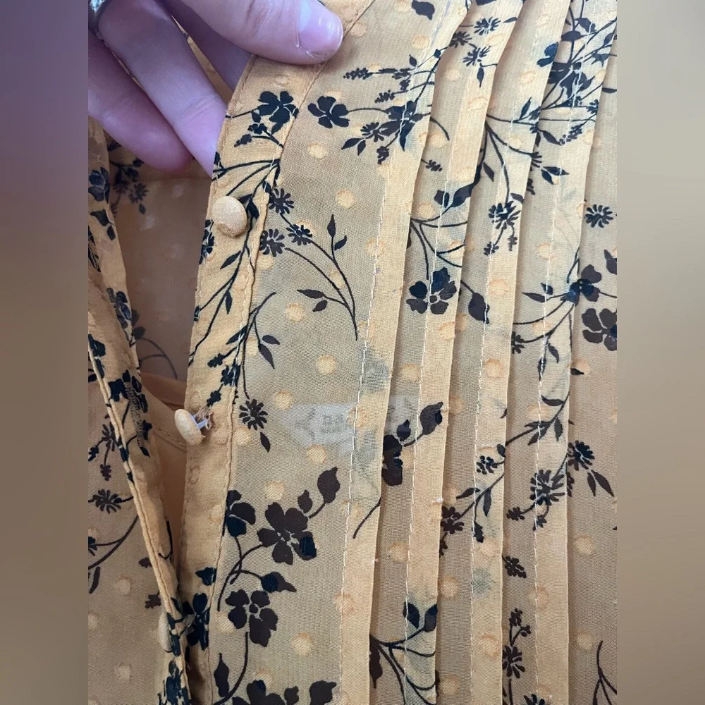 Nanette Lepore midi dress floral mustard belted size 6 - Picture 5 of 11